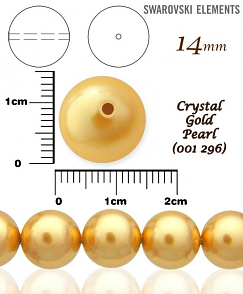 SWAROVSKI 5811 Voskované Perle barva CRYSTAL GOLD PEARL velikost 14mm. 
