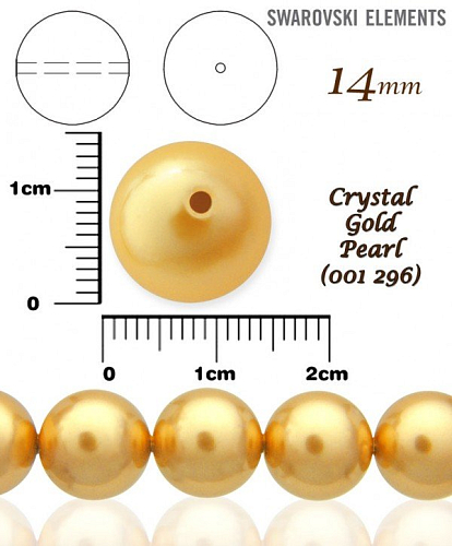 SWAROVSKI 5811 Voskované Perle barva CRYSTAL GOLD PEARL velikost 14mm. 