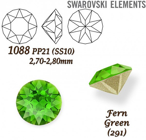 SWAROVSKI ELEMENTS 1088 XIRIUS Chaton PP21 (SS10) 2,70-2,80mm barva Fern Green (291)