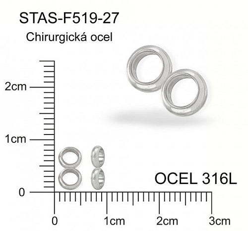 Vodič CHIRURGICKÁ OCEL ozn.-STAS-F519-27 tvar KRUH 2x velikost 8,5x4,5mm.