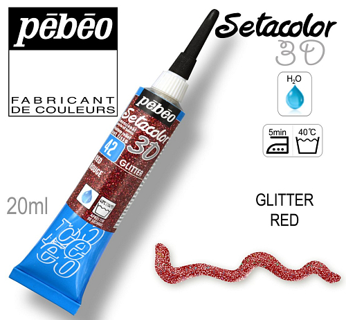 Kontura 3D SETACOLOR. Výrobce Pebeo. Barva 42 GLITTER RED. 