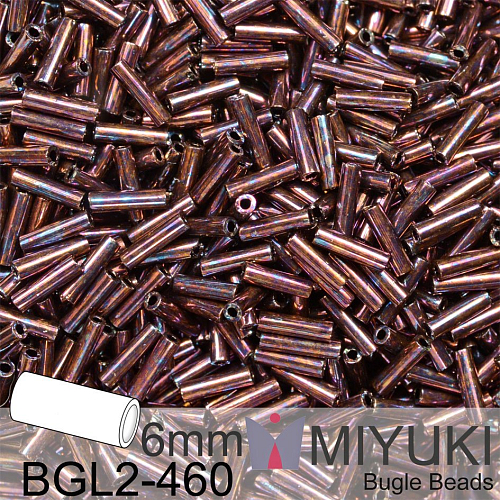 Korálky Miyuki Bugle Bead 6mm. Barva BGL2-460 Metallic Dark Raspberry. Balení 10g.