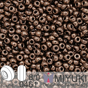 Korálky Miyuki Round 8/0. Barva  0461 Metallic Chocolate. Balení 5g