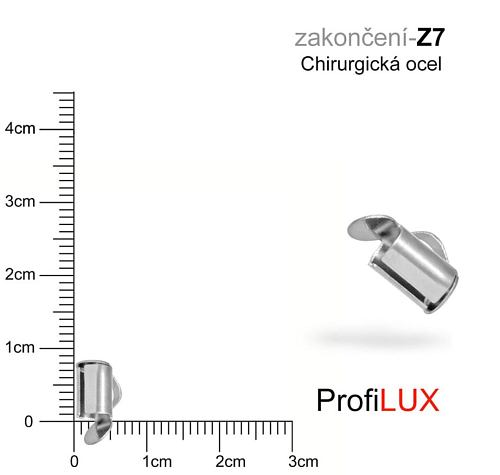 Zakončení na náramky chirurgická ocel. Ozn. Z7. Velikost otvor 3,5mm délka 7mm. 