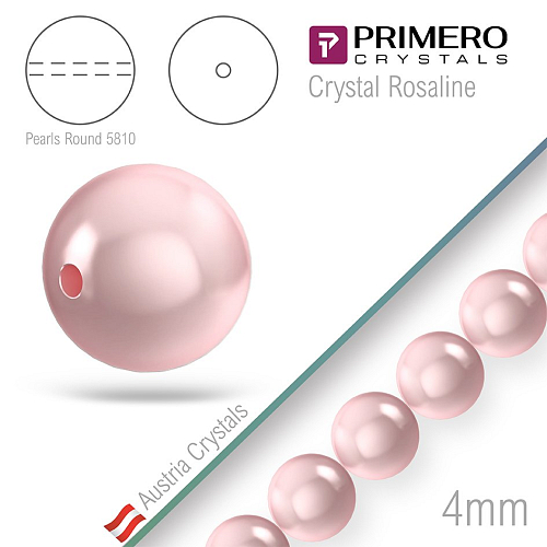 Korálky PRIMERO Crystals 5810. Barva Crystal Rosaline. Velikost 4mm balení-50Ks.