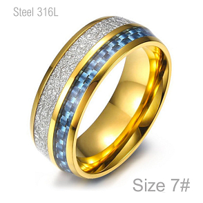 Prsten z chirurgické ocele R 340 s barevnými proužky a velmi zajímavým zpracováním 3D efekt o velikosti 7