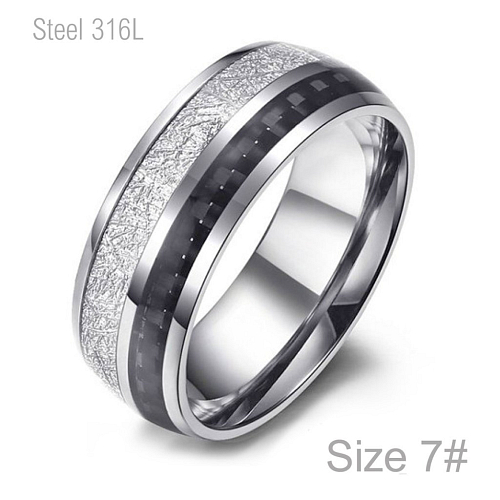 Prsten z chirurgické ocele R 341 - "Black and White" a  velmi zajímavým zpracováním 3D efekt o velikosti 7