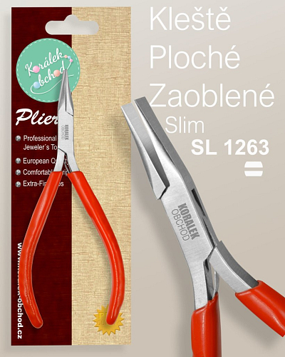 Kleště bižuterní PLOCHÉ ZAOBLENÉ Ozn. SL1263 Slim velikost kleští 135x55mm 