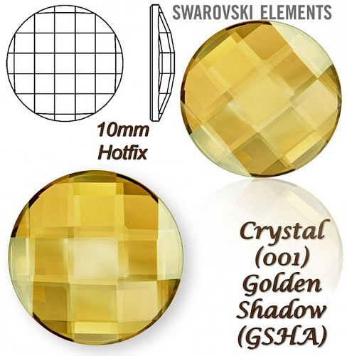 SWAROVSKI HOT-FIX 2035 tvar Chessboard CIRCLE FB 10mm Golden shadow