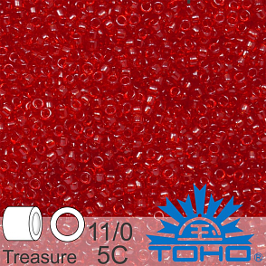 Korálky TOHO tvar TREASURE (válcové). Velikost 11/0. Barva č. 5C-Transparent Ruby . Balení 5g.