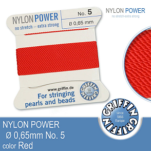 NYLON Power velmi pevná nit GRIFFIN síla nitě 0,65mm Barva Red