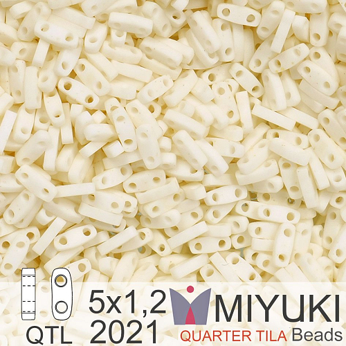 Korálky Miyuki QuarterTila. Barva Matte Opaque Cream QTL 2021 Balení 3g