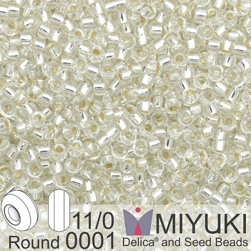 Korálky Miyuki Round 11/0. Barva 0001 S/L Crystal . Balení 5g. 