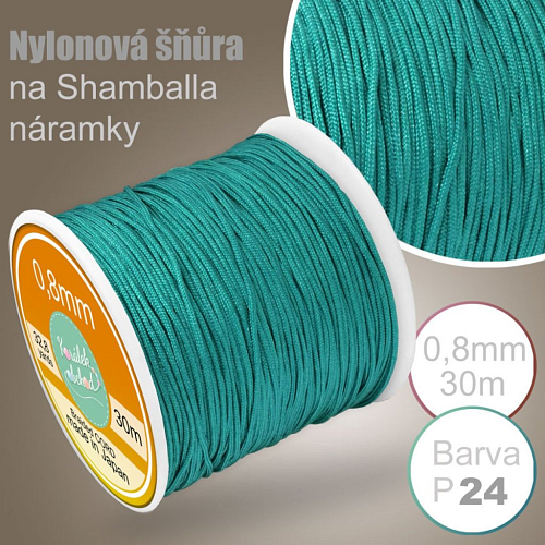 Nylonová šňůra na Shamballa náramky průměr nitě 0,8mm.Výhodné balení 30m. Barva č.P24 Tyrkysová