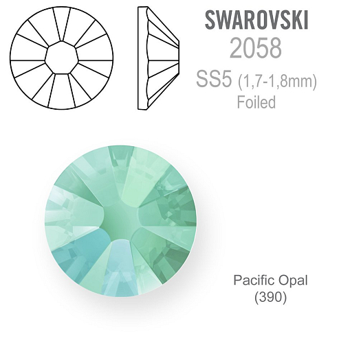 SWAROVSKI 2058 XILION FOILED velikost SS5 barva PACIFIC OPAL 