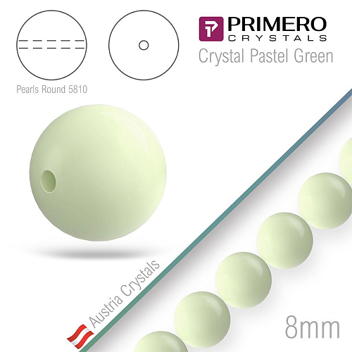 Korálky PRIMERO Crystals 5810. Barva Crystal Pastel Green. Velikost 8mm