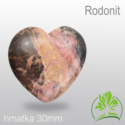 Minerály HMATKY tvar Srdce velikost 30mm Rodonit