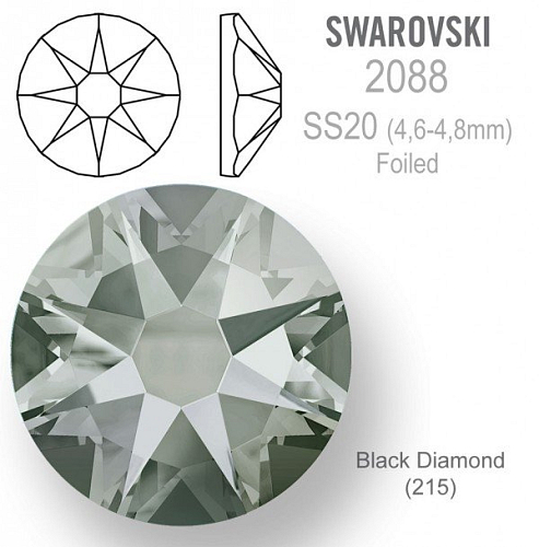 SWAROVSKI 2088 XIRIUS FOILED velikost SS20 barva Black Diamond