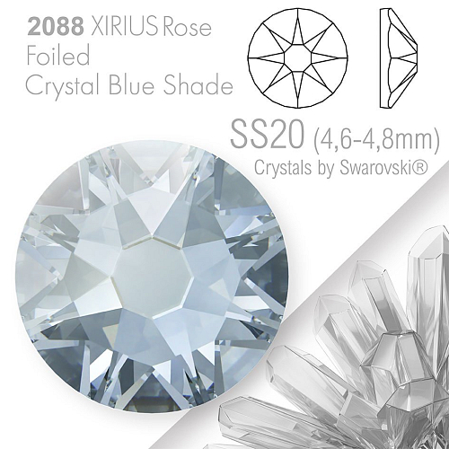 SWAROVSKI  XIRIUS Rose 2088 Foiled. Barva Crystal Blue Shade velikost SS20 (4,6-4,8mm). Balení 15Ks.