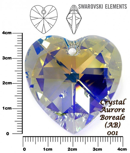 SWAROVSKI Heart Pendant barva CRYSTAL AURORE BOREALE velikost 40mm.