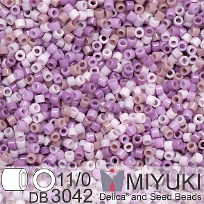 Korálky Miyuki Delica 11/0. Barva Purple Pastel Mix DB3042. Balení 5g.