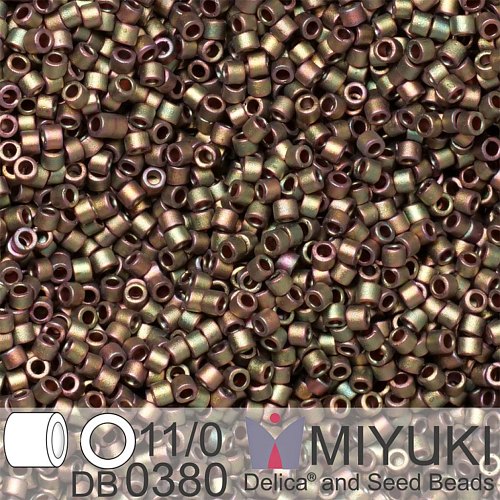 Korálky Miyuki Delica 11/0. Barva Matte Metallic Khaki Iris DB0380. Balení 5g