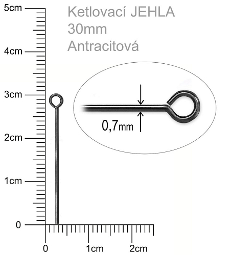 Ketlovací JEHLA  velikost 30mm. Barva antracitová..