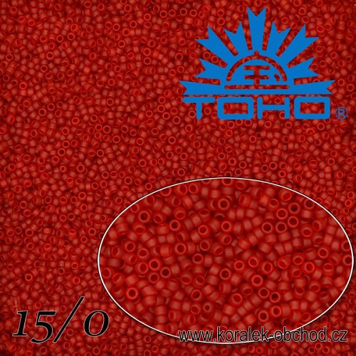 Korálky TOHO tvar ROUND (kulaté). Velikost 15/0. Barva č. 5CF-Transparent-Frosted Ruby . Balení 5g.