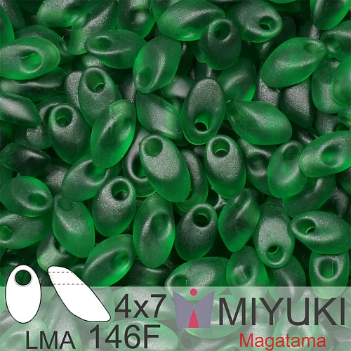 Korálky MIYUKI tvar Long MAGATAMA velikost 4x7mm. Barva LMA-146F Matte Transparent Green. Balení 5g.