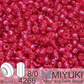 Korálky Miyuki Round 8/0. Barva 4266 Duracoat Silverlined Dyed Hibiscus. Balení 5g