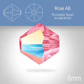 PRECIOSA Bicone MC BEAD (sluníčko) velikost 6mm. Barva ROSE Aurore Boreale. Balení 18ks .