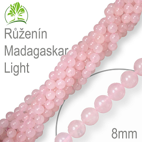 Korálky z minerálů Růženín Madagaskar Light. Velikost pr.8mm. Balení 10Ks.