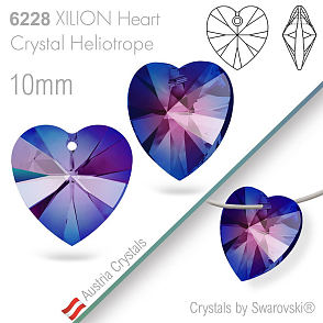 Swarovski XILION Heart 6228. Barva Crystal Heliotrope. Velikost 10mm