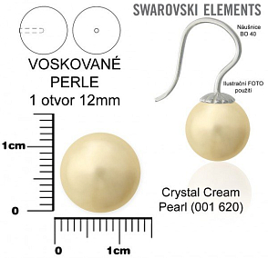 SWAROVSKI 5818 Voskované Perle 1otvor barva CRYSTAL CREAM PEARL 620 velikost 12mm.