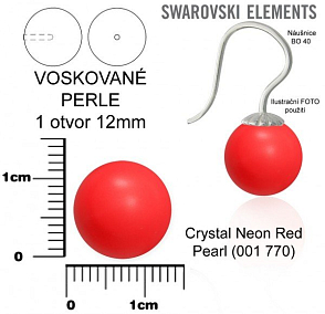SWAROVSKI 5818 Voskované Perle 1otvor barva CRYSTAL NEON RED PEARL velikost 12mm.