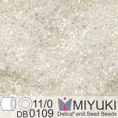 Korálky Miyuki Delica 11/0. Barva Crystal Ivory Gold Luster  DB0109. Balení 5g.