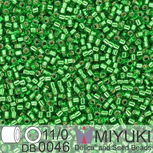 Korálky Miyuki Delica 11/0. Barva S/L Green DB0046. Balení 5g.