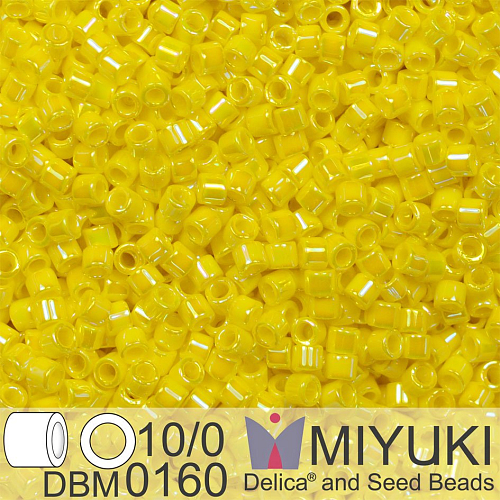 Korálky Miyuki Delica 10/0. Barva Opaque Yellow AB DBM0160. Balení 5g.