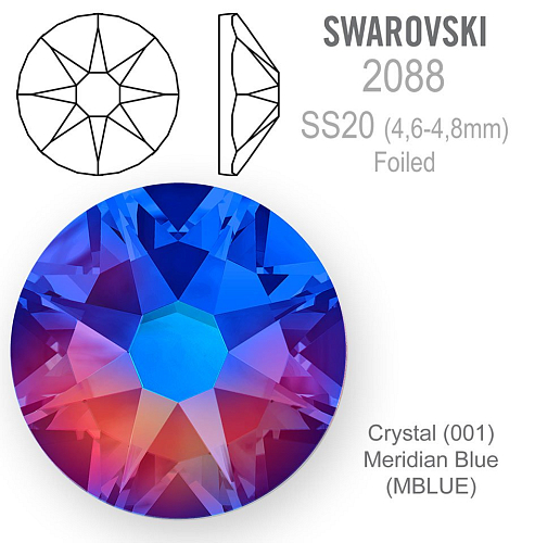 SWAROVSKI XIRIUS FOILED velikost SS20 barva CRYSTAL MERIDIAN BLUE 