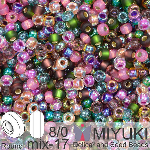 Korálky Miyuki Round 8/0. Barva MIX 17 Mix Heather. Balení 5g