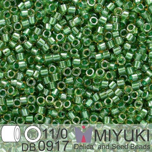 Korálky Miyuki Delica 11/0. Barva Spkl Turquoise Green Lined Topaz DB0917. Balení 5g.