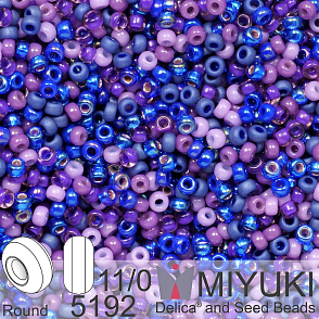 Korálky Miyuki Round 11/0. Barva Purple Blues Mix 5192. Balení 5g.
