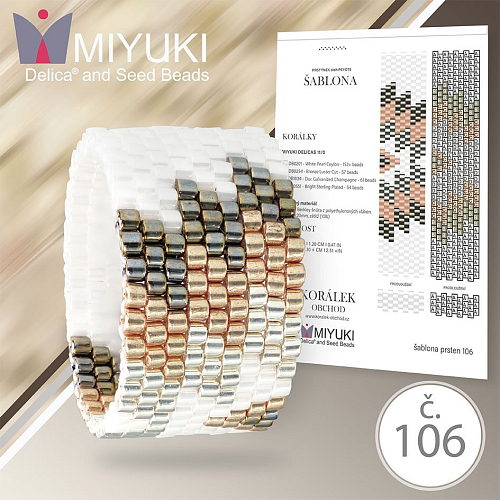 Rukodělná korálková stavebnice MIYUKI. Stavebnice prstenu Native American style no. P106