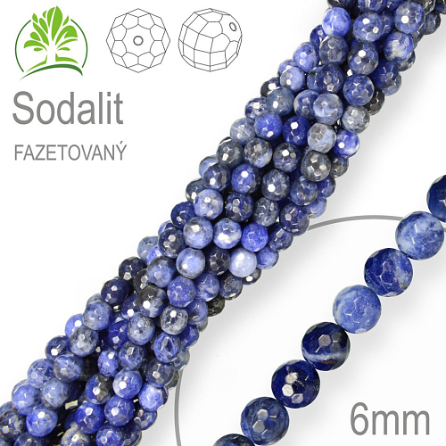 Korálky z minerálů Sodalit Fazetovaný  přírodní polodrahokam. Velikost pr.6mm. Balení 12Ks.