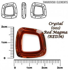 SWAROVSKI ELEMENTS Cosmic Square Ring barva CRYSTAL (001) RED MAGMA (REDM) velikost 20mm.