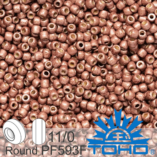 Korálky TOHO tvar ROUND (kulaté). Velikost 11/0. Barva PF593F PermaFinish - Matte Galvanized Almond. Balení 8g.