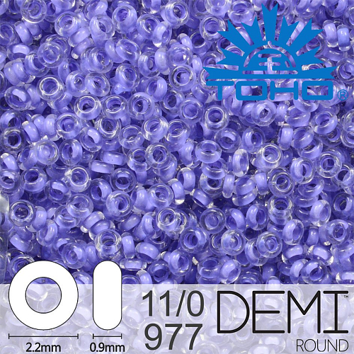 Korálky TOHO Demi Round 11/0. Barva 977 Inside-Color Crystal/Neon Purple-Lined. Balení 5g