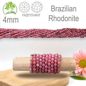 Korálky z minerálů Brazilian Rhodonite Fazetovaný přírodní polodrahokam. Velikost pr.4mm. Balení 95Ks.