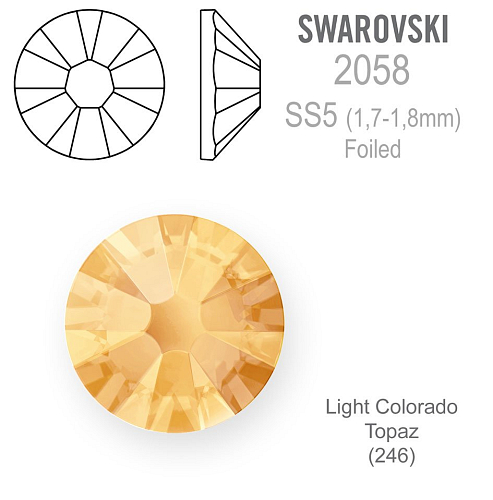 SWAROVSKI 2058 XILION FOILED velikost SS5 barva LIGHT COLORADO TOPAZ 