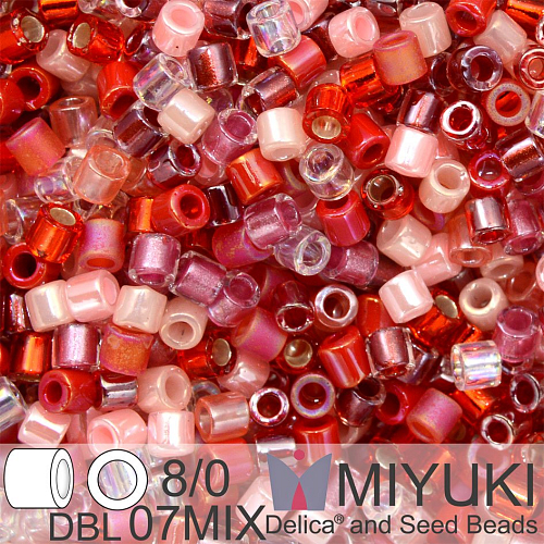 Korálky Miyuki Delica 8/0. Barva Valentine DBL07MIX. Balení 5g.